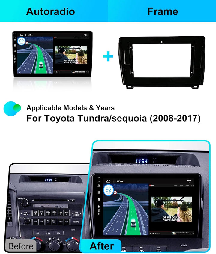 Android 15 Autoradio für Toyota Tundra/Sequoia (2007-2017) - Kabellos Carplay/Android Auto - Rückfah