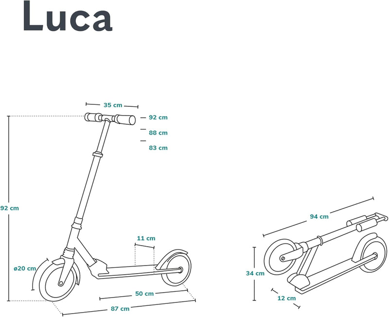 LIONELO Luca Klappbarer Roller für Kinder und Erwachsene bis 100kg Verstellbar und leicht nur 4kg Ro