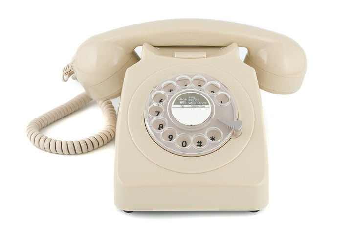 GPO 746ROTARYIVO Retro Telefon mit Wählscheibe im 70er Jahre Design Creme Crème, Crème