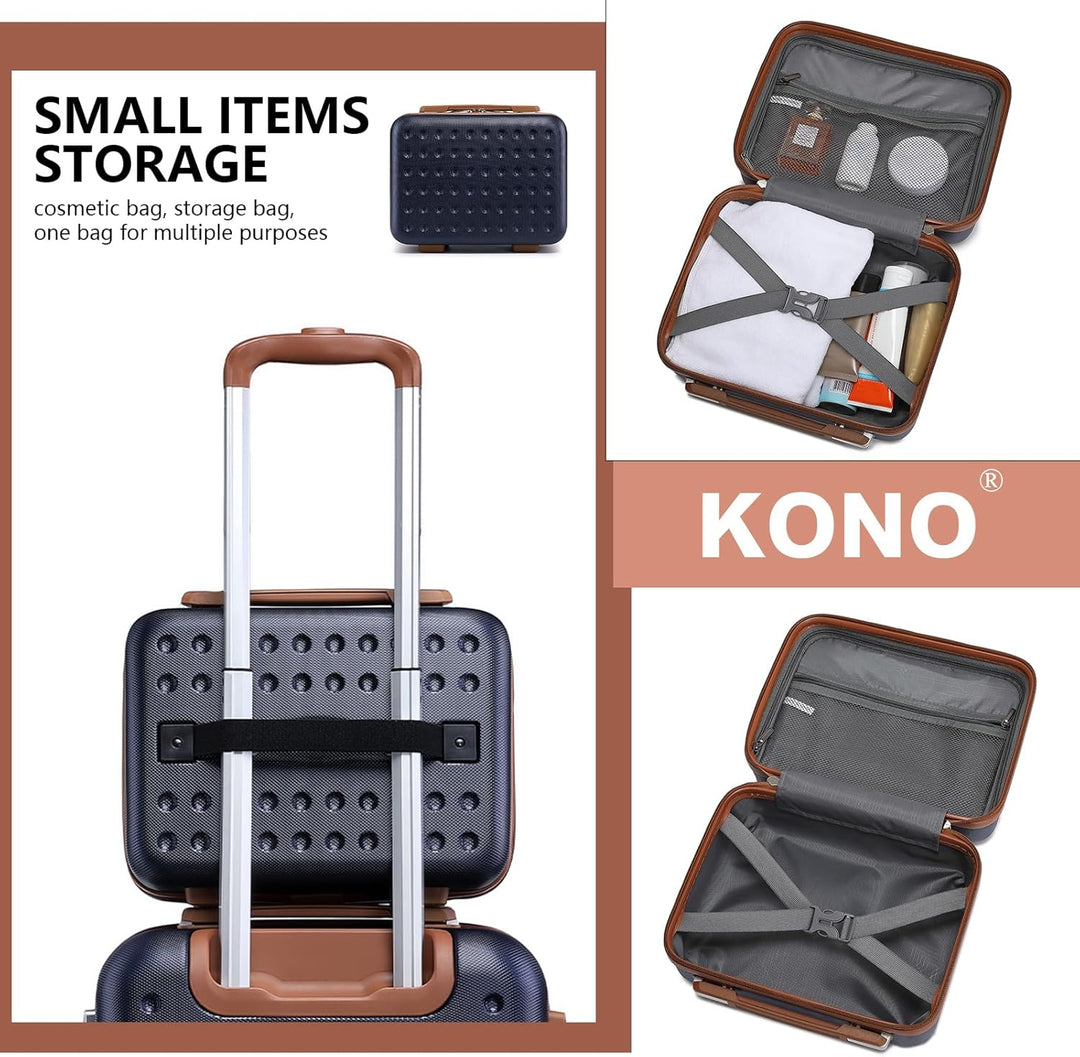 KONO Kosmetikkoffer Schminkkoffer Leicht Handgepäck Tragbar Beautycase Damen 100% ABS Make Up Koffer