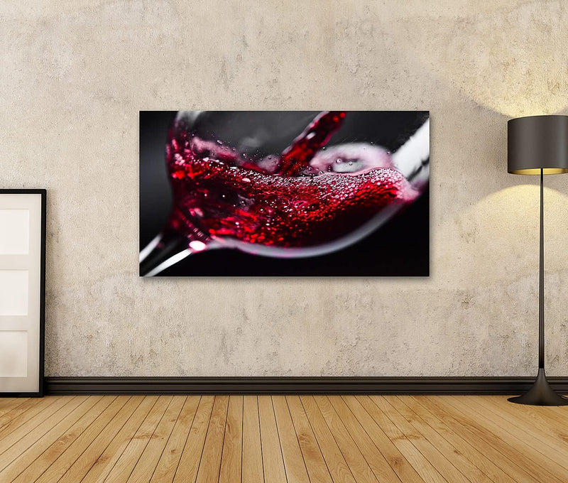 Bild auf Leinwand Rotwein Im Weinglas Auf Schwarzem Hintergrund Wandbild Poster Kunstdruck Bilder Fo