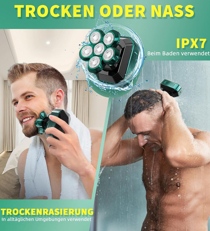 Glatzen Rasierer Herren elektrisch, Luctry Kopfrasierer für Männer mit Glatze, IPX7 Wasserdicht Glat