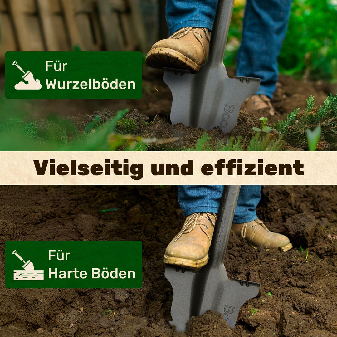 Wurzelspaten mit [Sägezahn Handschaufel] im Set | Spaten mit Wurzelsäge und Blumenkelle für das einf