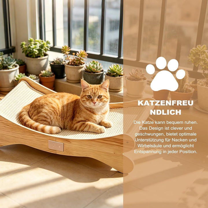 Sisal Kratzbretter Katze,Katzenkratzbett mit 160° Gebogenes Design | Massives Buchenholz &amp; Natürlich