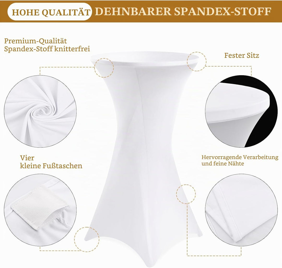 Showgeous 3er-Set Stretch Stehtisch Husse für Bistrotisch Ø 60-65 cm,Hussen Stehtische Weiss 60 cm,V