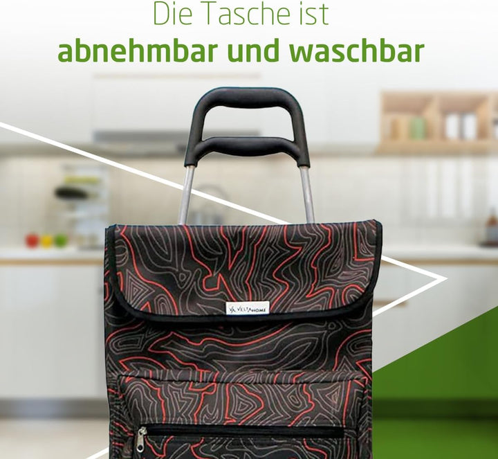 Amig - Einkaufstrolley mit 4 Rädern - Aussentasche für Tiefkühlkost - Maximale Belastung 15 kg -Kapa