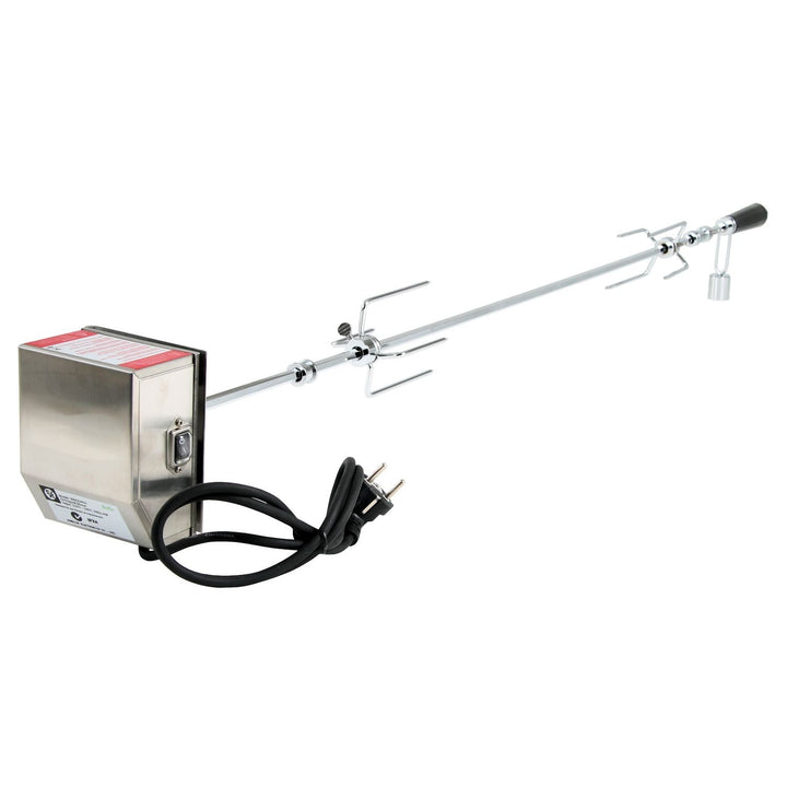 BBQ-Toro Grillspiess Set, 120 cm, inkl. Edelstahl Motor, 220V - 240V, inkl. 2 Stück Fleischklammern,