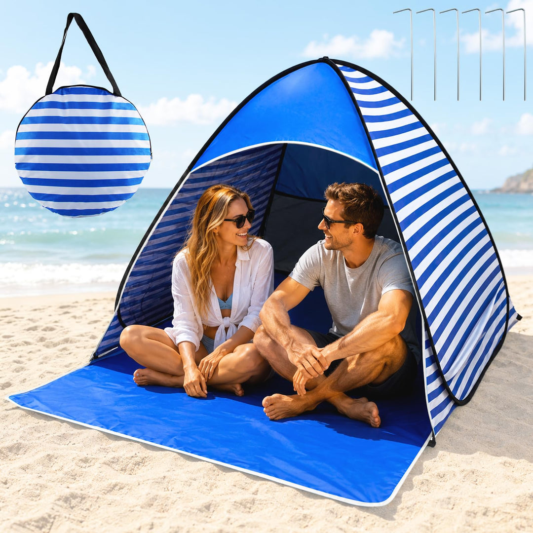 Pop Up Strandmuschel, Strandmuschel Pop Up Strandzelt, UV-Schutz 50+, geeignet für 2-3 Personen, ink