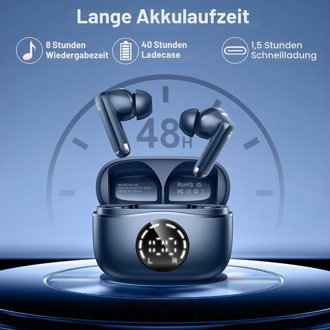 Bluetooth 5.4 Kopfhörer, 2026 Kopfhörer Kabellos Bluetooth 5.4, 50Std Tiefer Bass HiFi-Stereo, 4 ENC