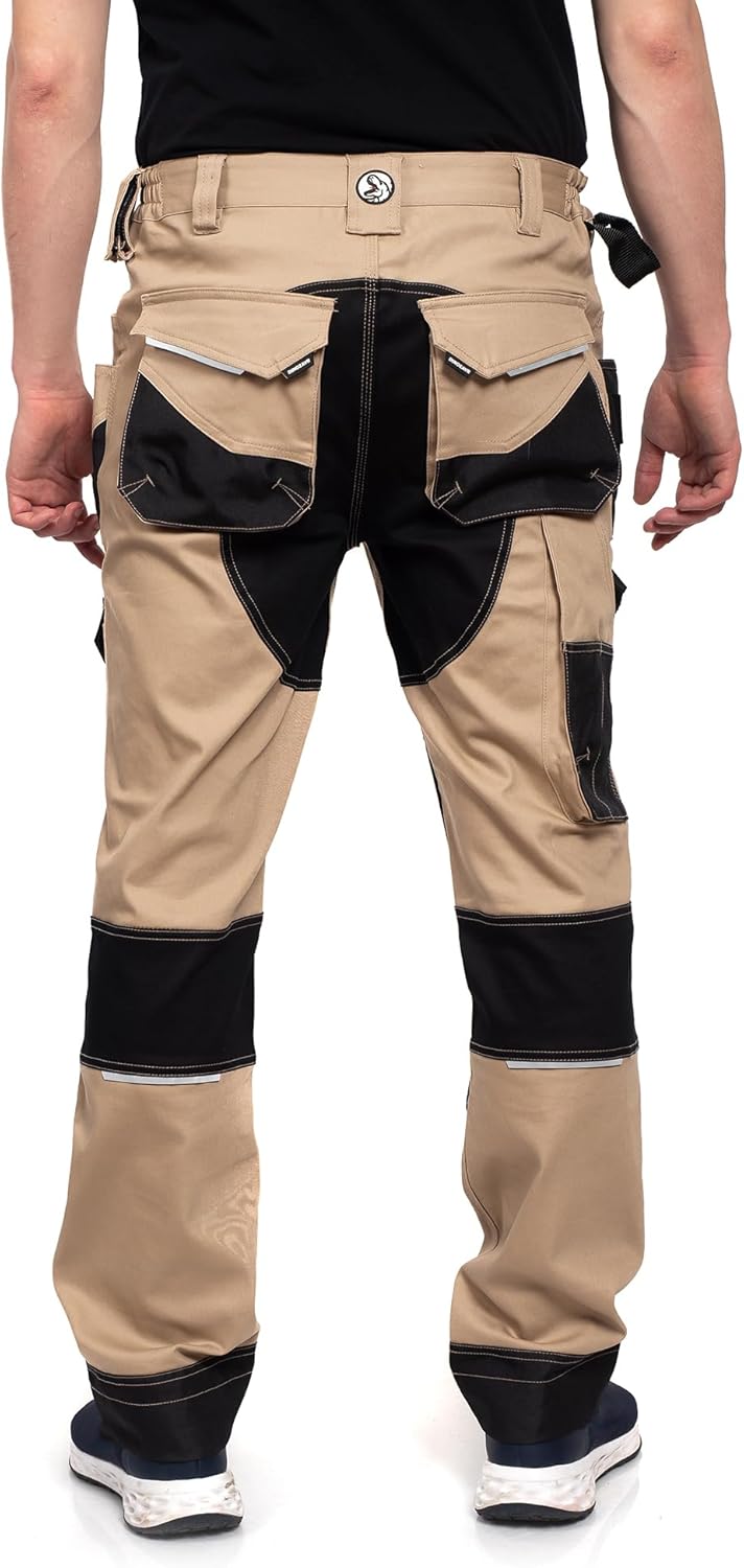 DINOZAVR Flex Lange Herren-Arbeitshose - Stretch Männer Bundhose - Elastische Cargohose mit Spandex