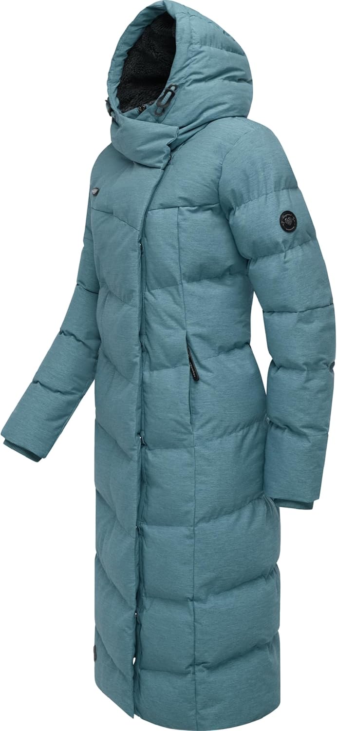 Ragwear Damen atmungsaktiver Wintermantel Warmer wasserdichter Steppmantel lang mit Kapuze Pavla Lon