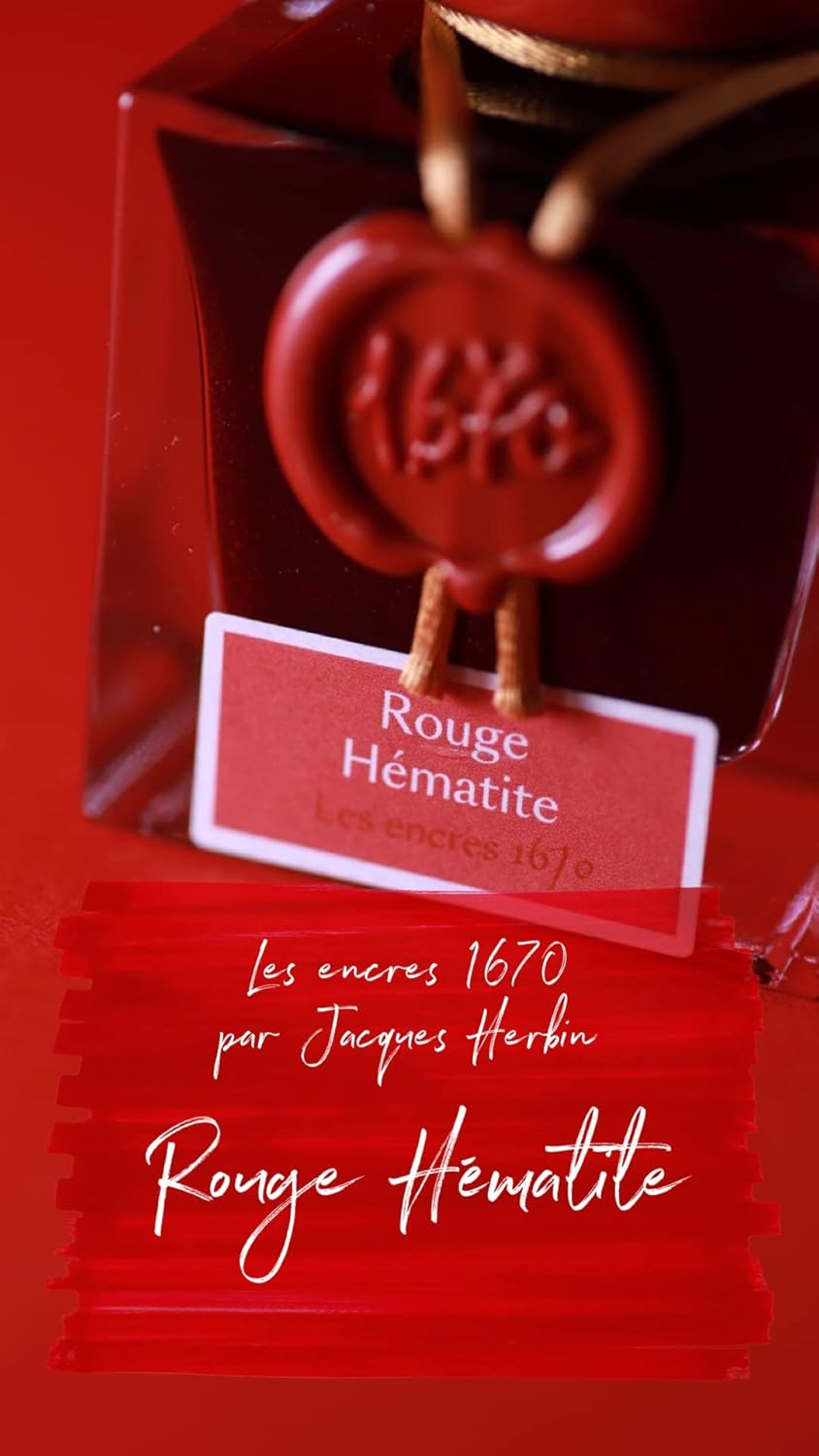 Jacques Herbin 15026JT Jubiläums- Tintenflakon 1670, 50 ml, für Federhalter, Farbintensiv, Rot Rouge