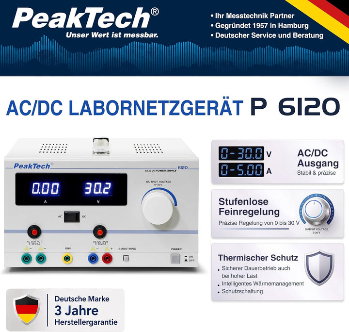 AC/DC stabilisiertes Labornetzgerät 0-30 V/5 A