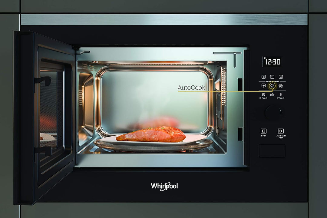 Whirlpool - Integrierte Mikrowelle WMF250G schwarz, 25 l, 900 W, Drehteller 28 cm, 7 Leistungsstufen