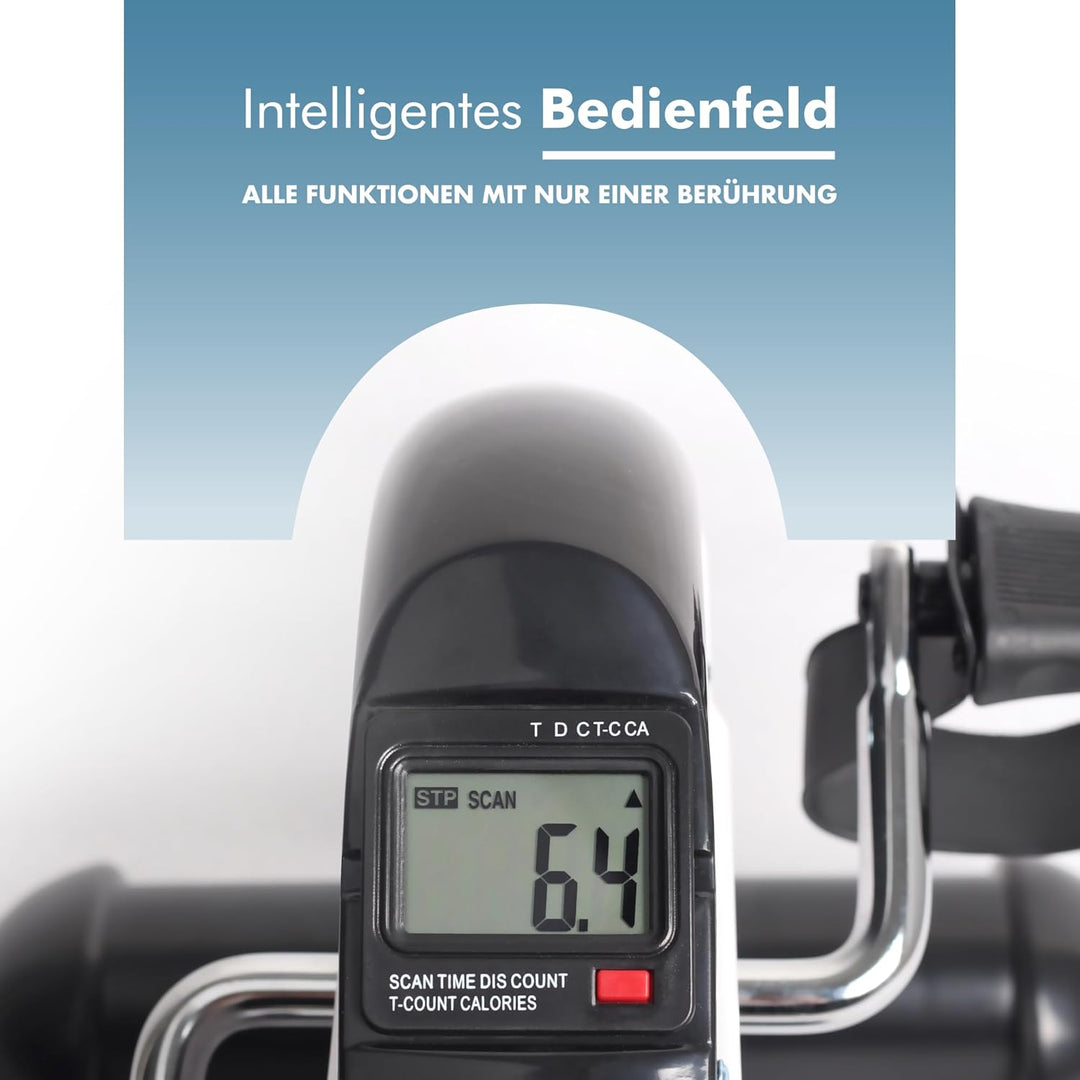 PORTENTUM Pedaltrainer für Senioren mit LCD-Display 6 Funktionen – Beintrainer im Sitzen kompakt mit