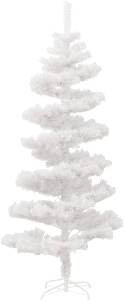 vidaXL Spiral-Weihnachtsbaum mit Beleuchtung und Ständer Weiss 180 cm Weiss 180 x 95 cm, Weiss 180 x