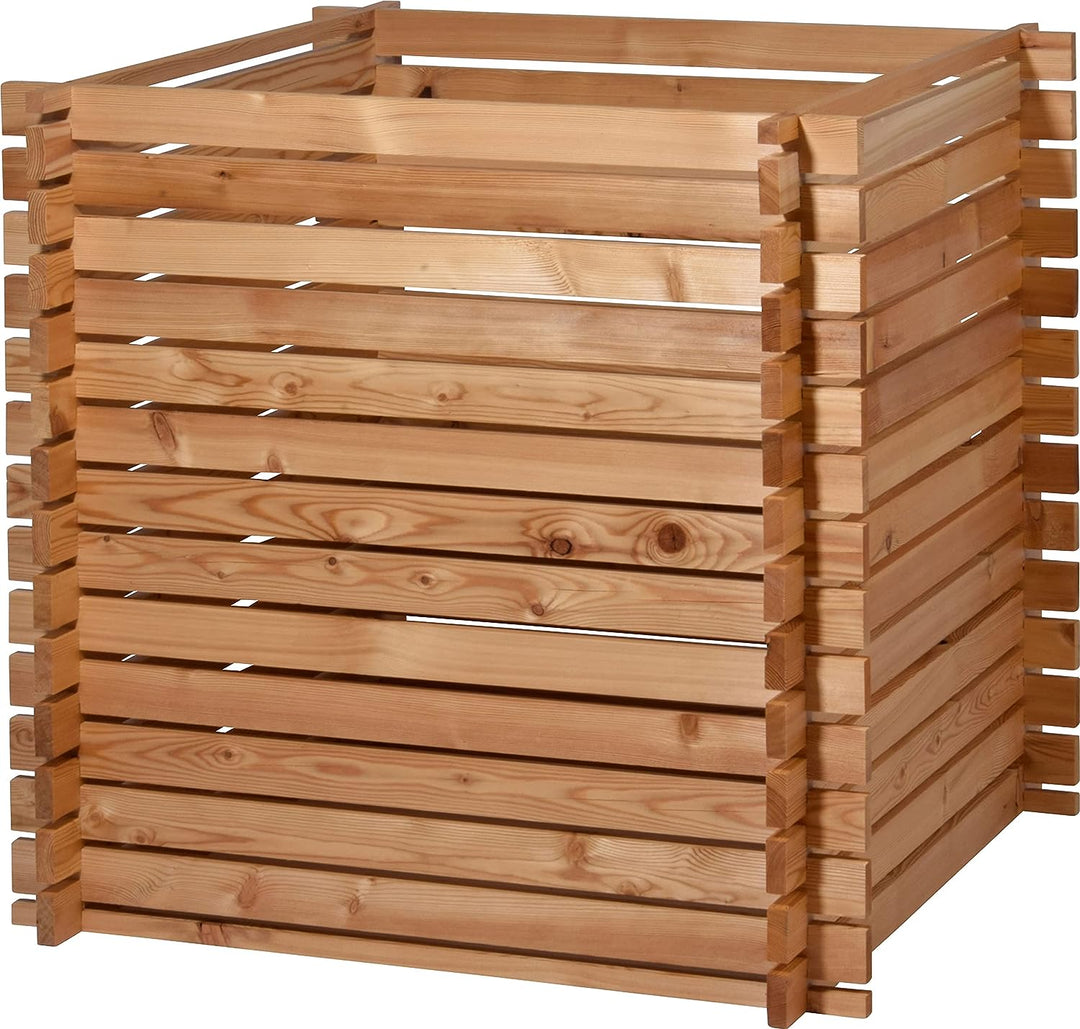 dobar 58630FSCe Quadratischer Holz-Komposter Lärchi - Kompostbehälter mit Stecksystem - witterungsbe