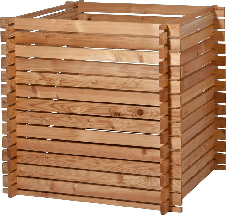 dobar 58630FSCe Quadratischer Holz-Komposter Lärchi - Kompostbehälter mit Stecksystem - witterungsbe