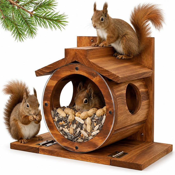 Eichhörnchen Futterhaus, Futterhaus Eichhörnchen Wetterfest, 2 Eingänge &amp; Sitzplattformen, Eichhörnc