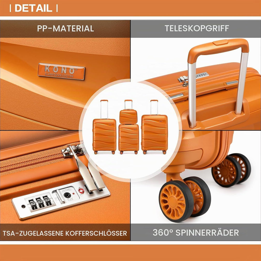 KONO Koffer Trolley Reisekoffer Set Leicht Hartschalenkoffer mit TSA Schloss Zwillingsrollen Rollkof