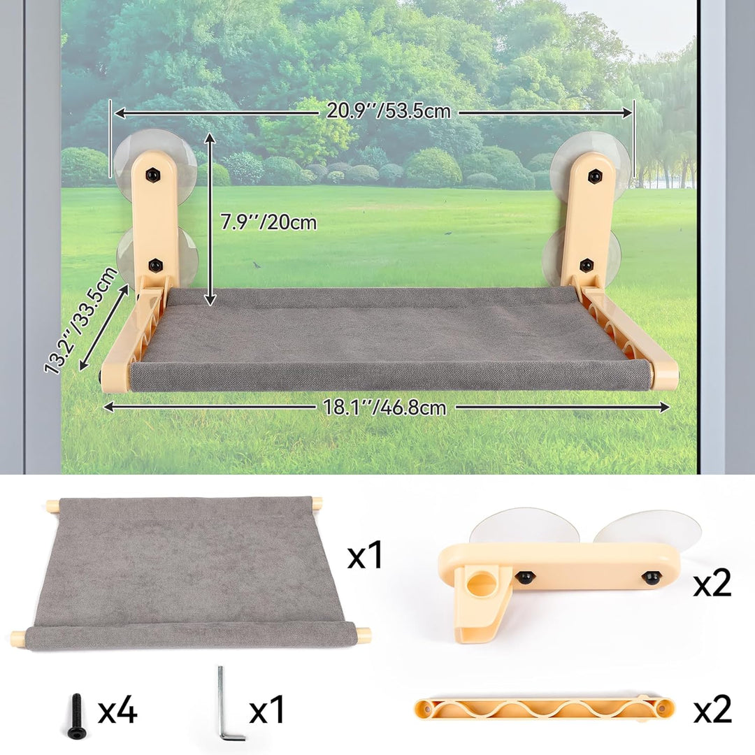 ALL FOR PAWS Katzenhängematte am Fenster für Hauskatzen – Kabellos Design, Extra grosse Saugnäpfe, F
