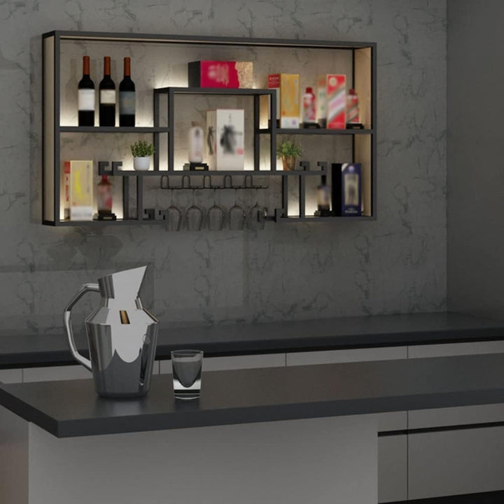 Generisch Modernes Metall Weinregal Wand, Bar Regale Wand Bar Einheit Floating Shelves Eisen Wine Ra