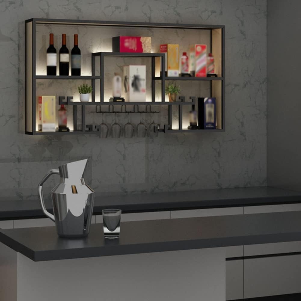 Generisch Modernes Metall Weinregal Wand, Bar Regale Wand Bar Einheit Floating Shelves Eisen Wine Ra