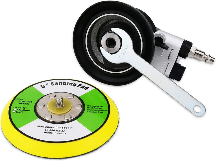 Exzenterschleifer Druckluft 125mm, Mini Polierer Professional Schleifmaschine Set, 10000 U/min (Silb
