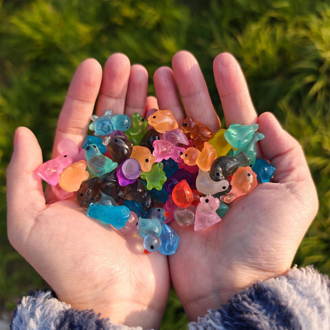 120 Stück Mini Leuchtende Tiere, DIY Micro Landschaft Szenen, Kleine Tierfiguren Winzige Tiere Leuch