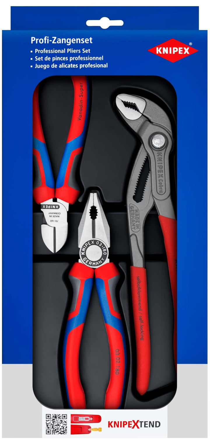 KNIPEX 00 20 09 V01 (SB-Karte/Blister) Paket, Mehrfarbig & 26 12 200 Flachrundzange mit Schneide – S