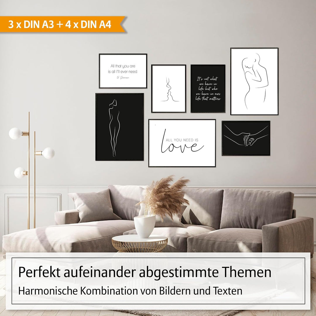 Hyggelig Home Premium Poster Set - 7 passende Bilder im stilvollen Set - Collage Bild Wand Deko - Se