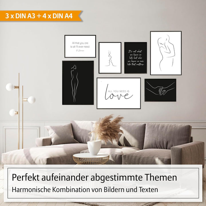 Hyggelig Home Premium Poster Set - 7 passende Bilder im stilvollen Set - Collage Bild Wand Deko - Se