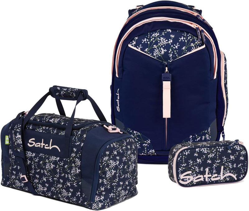 satch Match Schulrucksack Set 3tlg. inkl. Schlamperbox und Sporttasche Bloomy Breeze, Bloomy Breeze