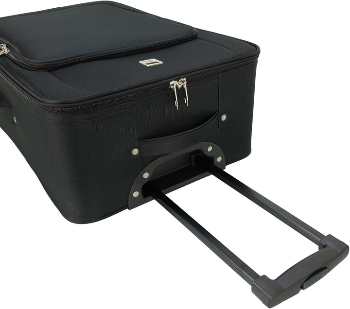 SIGN Stoffkoffer Trolley Reisekoffer Inline Rollen (Handgepäck-Mittel-Gross-Sehr Gross) (Schwarz, 4e