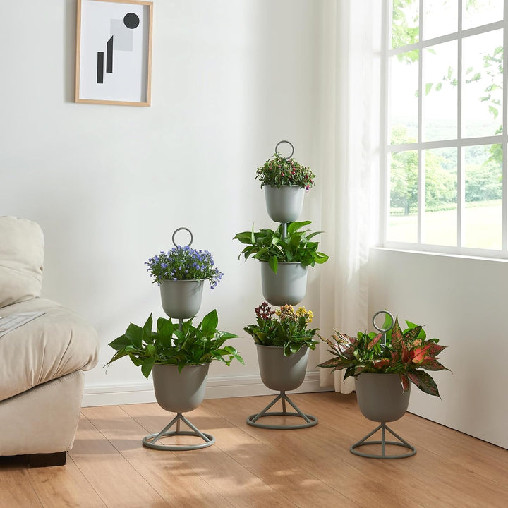 [en.casa] Blumenständer Alphen Blumentopfständer mit 2 Pflanztöpfen Blumentopfregal Pflanzenständer