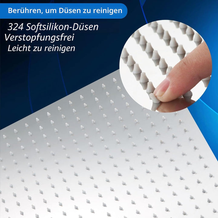 40.5cm Grosser Regenbrause - Voolan Quadrat Hochdruck Duschkopf aus Edelstahl 304 - komfortables Dus