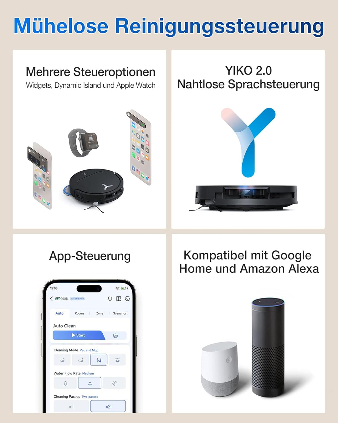 ECOVACS DEEBOT T50 OMNI Gen2 Saugroboter mit Wischfunktion, 21.000 Pa, Ausziehbare Seitenbürste und