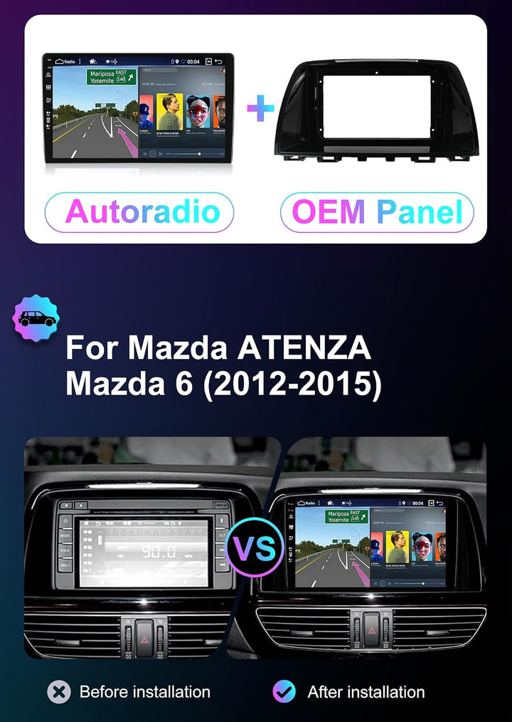 [8G+256G, Octa-Core] - Android 15 Autoradio für Mazda 6 GJ ATENZA (2012-2015) - Kabellos CarPlay/And