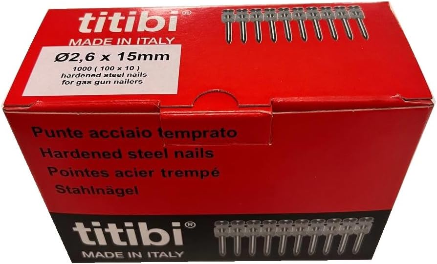 2 x Gas Kartuschen P700 + 1000 titibi Nägel für: Gas Nagler Spit Pulsa 700P/700E (Ø 2,6 x 15mm), Ø 2