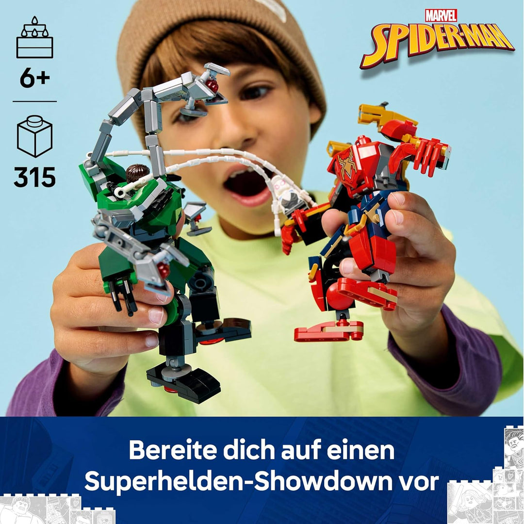 LEGO | Mech-Duell: Spider-Man vs. Doc Ock - Superhelden Spielzeug mit 2 Actionfiguren, 3 Minifiguren