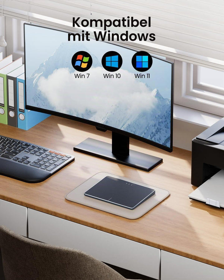 ProtoArc T1 Plus Kabelloses Bluetooth Trackpad für Windows 10/11, Schwarz