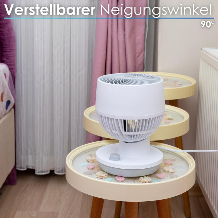 Zilan Tischventilator Sehr leise Ventilator klein 3 Stufen Energiesparend Geeignet für Büro Schlafzi