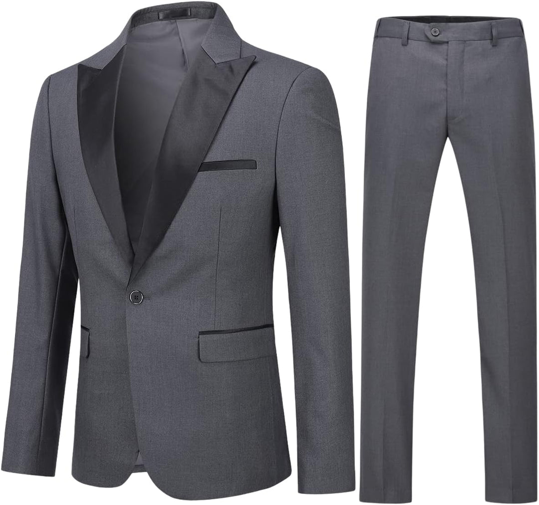 YOUTHUP Anzug Herren 2 Teilig Slim Fit Peak Lapel Anzüge 1 Knopf Hochzeit Herrenazug Hochzeit Sakko