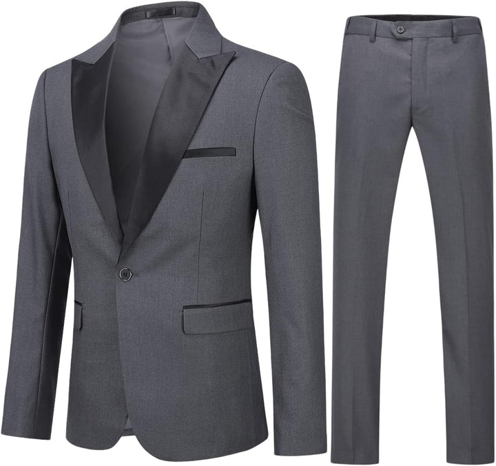 YOUTHUP Anzug Herren 2 Teilig Slim Fit Peak Lapel Anzüge 1 Knopf Hochzeit Herrenazug Hochzeit Sakko