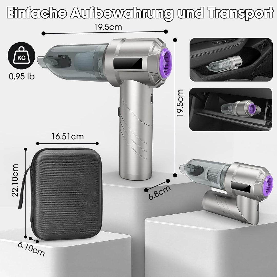 Handstaubsauger Akku, 22000Pa Autostaubsauger mit Bürstenloser Motor, Auto Staubsauger Kabellos mit