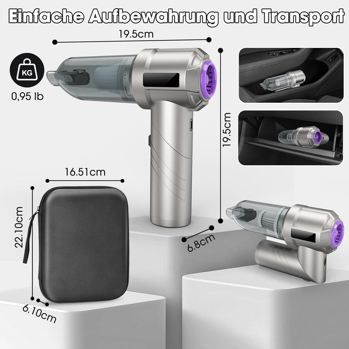 Handstaubsauger Akku, 22000Pa Autostaubsauger mit Bürstenloser Motor, Auto Staubsauger Kabellos mit