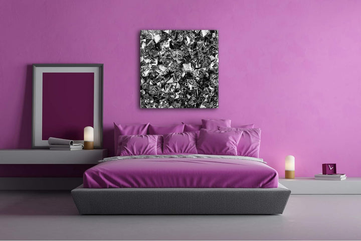 deyoli Ansammlung von grün glänzenden Diamanten Format: 70x70 Effekt: Schwarz&Weiss als Leinwandbild
