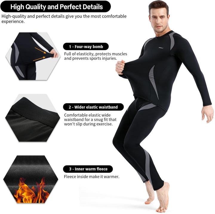 BENNALD Thermounterwäsche Herren, Skiunterwäsche Winter Thermowäsche Set Funktionsunterwäsche Warm W