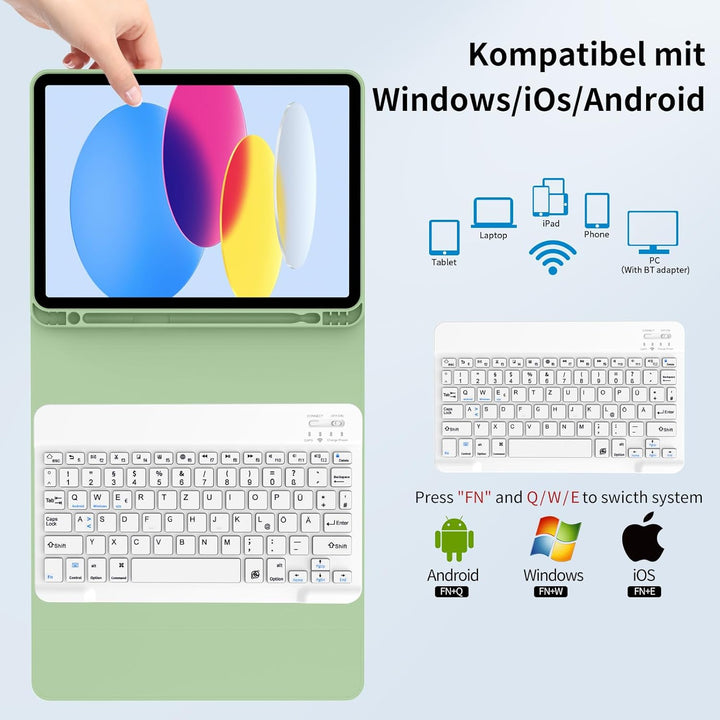 Hülle mit Tastatur für iPad A16 11.Generation 11 Zoll 2025, iPad 10. Generation 2022 10,9 Zoll, Blue