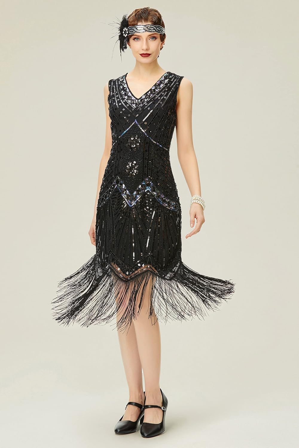 BABEYOND Damen Flapper Kleider voller Pailletten Retro 1920er Party Damen Kostüm Kleid Glamourös Sch